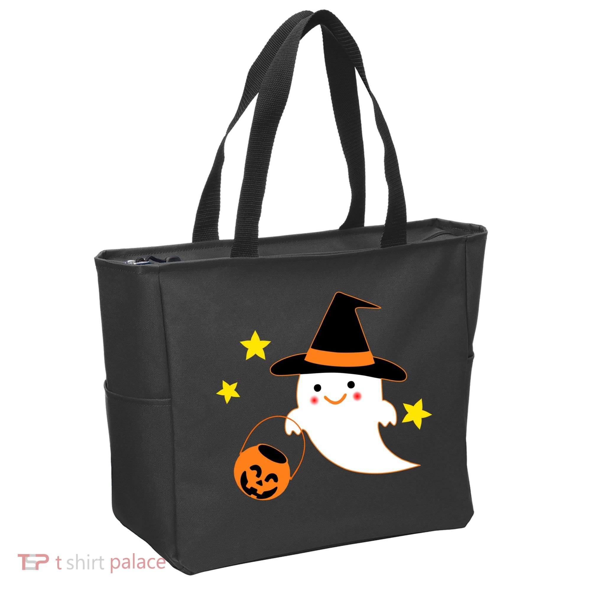 Halloween Ghost Kawaii Trick or Treating Pumpkin Tote Bag