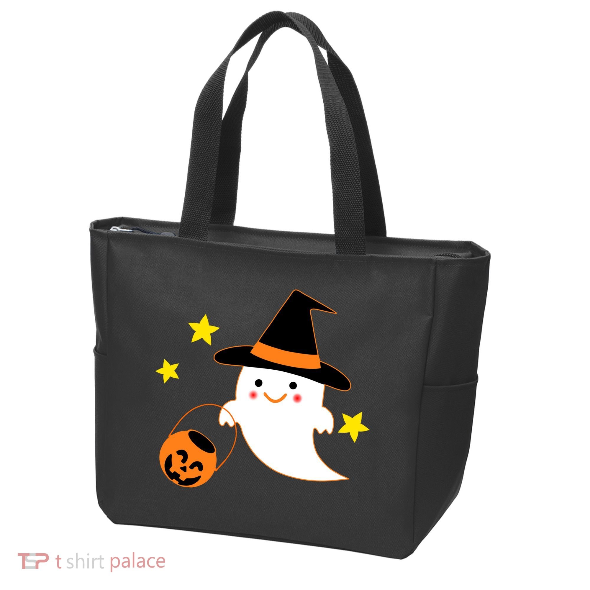 Halloween Ghost Kawaii Trick or Treating Pumpkin Tote Bag