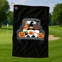 Halloween Gnomes In Truck Golf Towel thumb 1