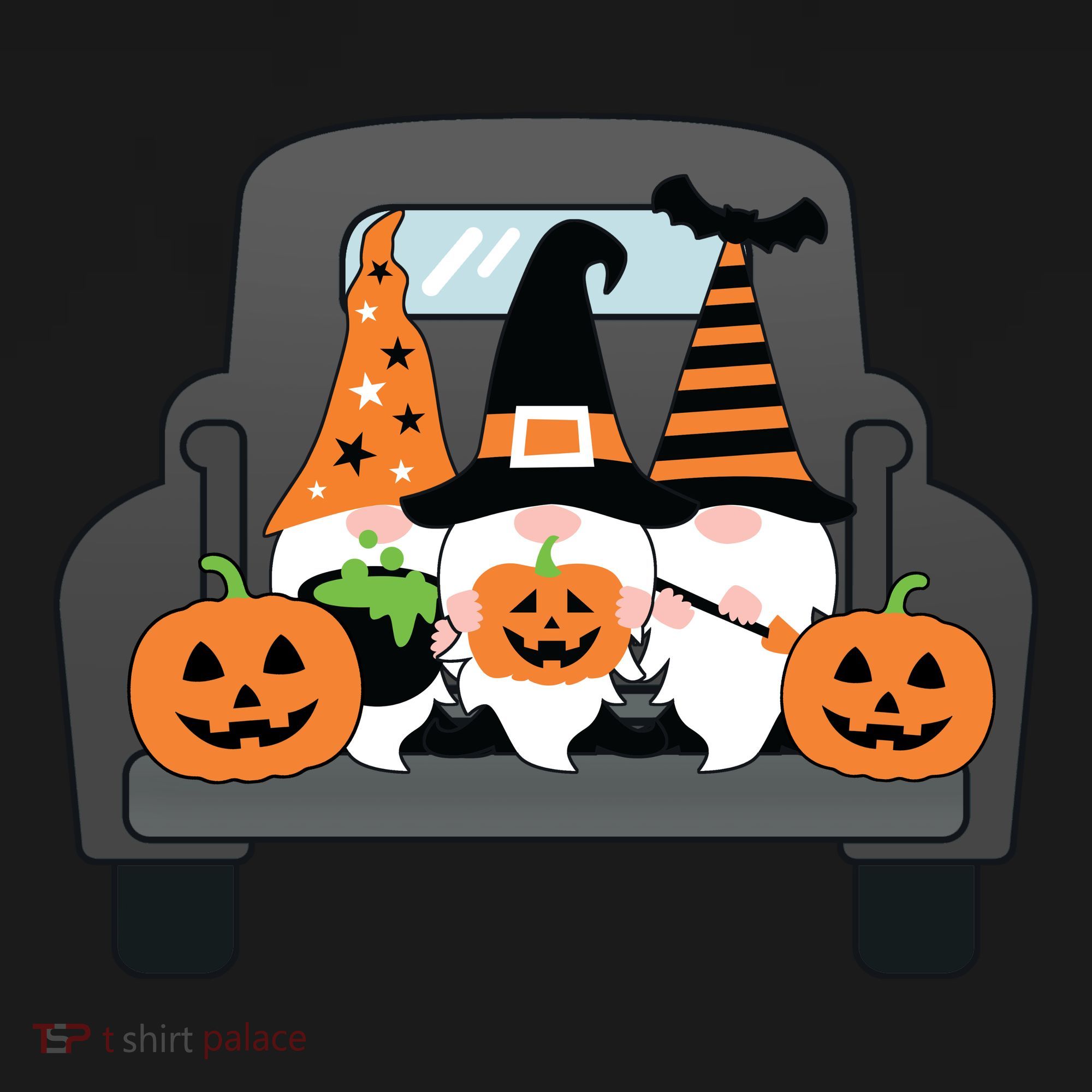 Halloween Gnomes In Truck Kids Sweatshirt