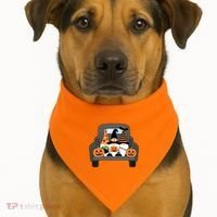 Halloween Gnomes In Truck USA-Made Doggie Bandana thumb 1
