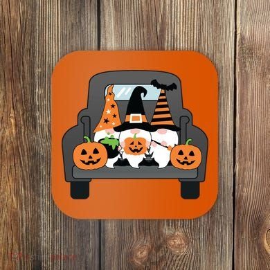 Halloween Gnomes In Truck Coaster