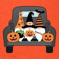 Halloween Gnomes In Truck Coaster thumb 2