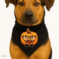 Halloween Hipster Pumpkin USA-Made Doggie Bandana thumb 1