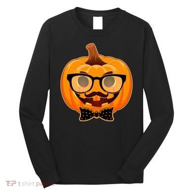 Halloween Hipster Pumpkin Long Sleeve Shirt