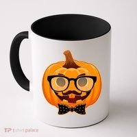 Halloween Hipster Pumpkin Coffee Mug thumb 0