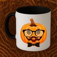 Halloween Hipster Pumpkin Coffee Mug thumb 2