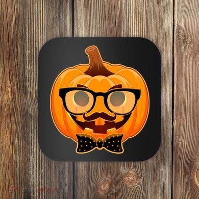 Halloween Hipster Pumpkin Coaster