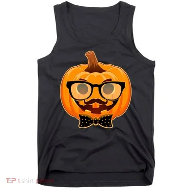 Halloween Hipster Pumpkin Tank Top