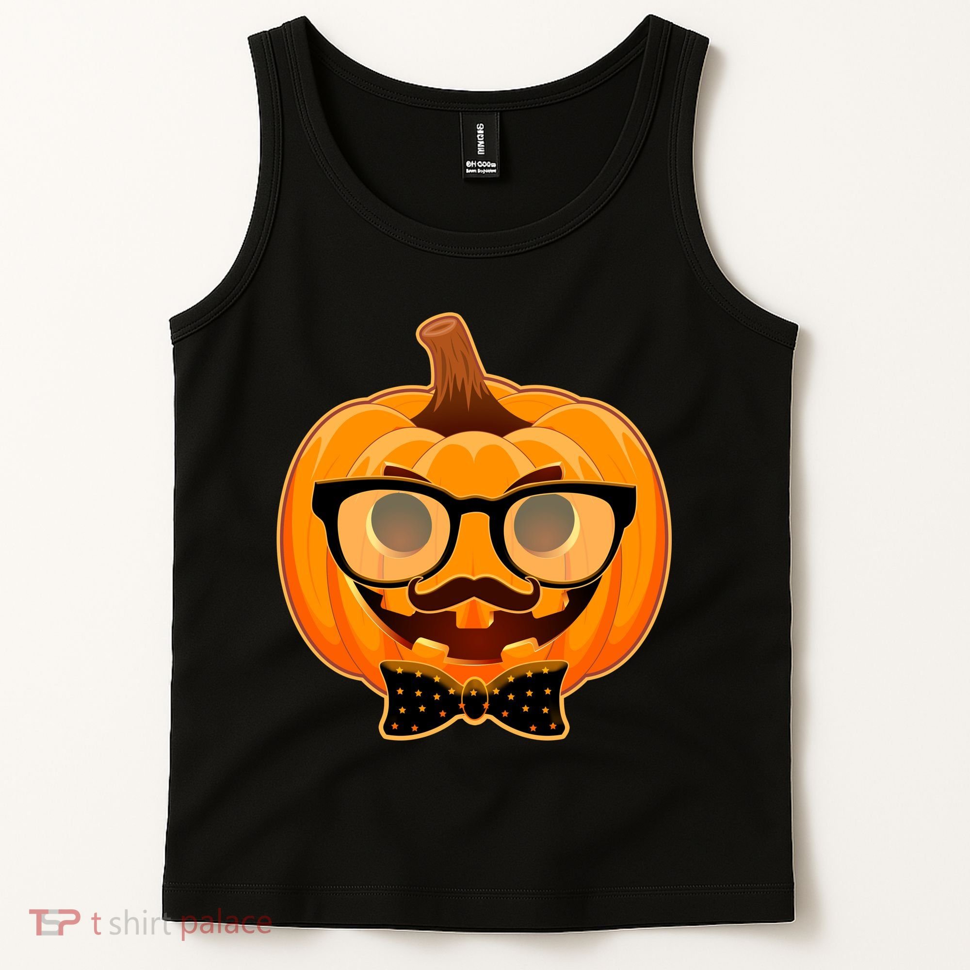 Halloween Hipster Pumpkin Tank Top