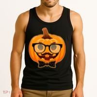Halloween Hipster Pumpkin Tank Top thumb 3