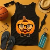 Halloween Hipster Pumpkin Tank Top thumb 4