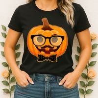 Halloween Hipster Pumpkin Women's T-Shirt thumb 2