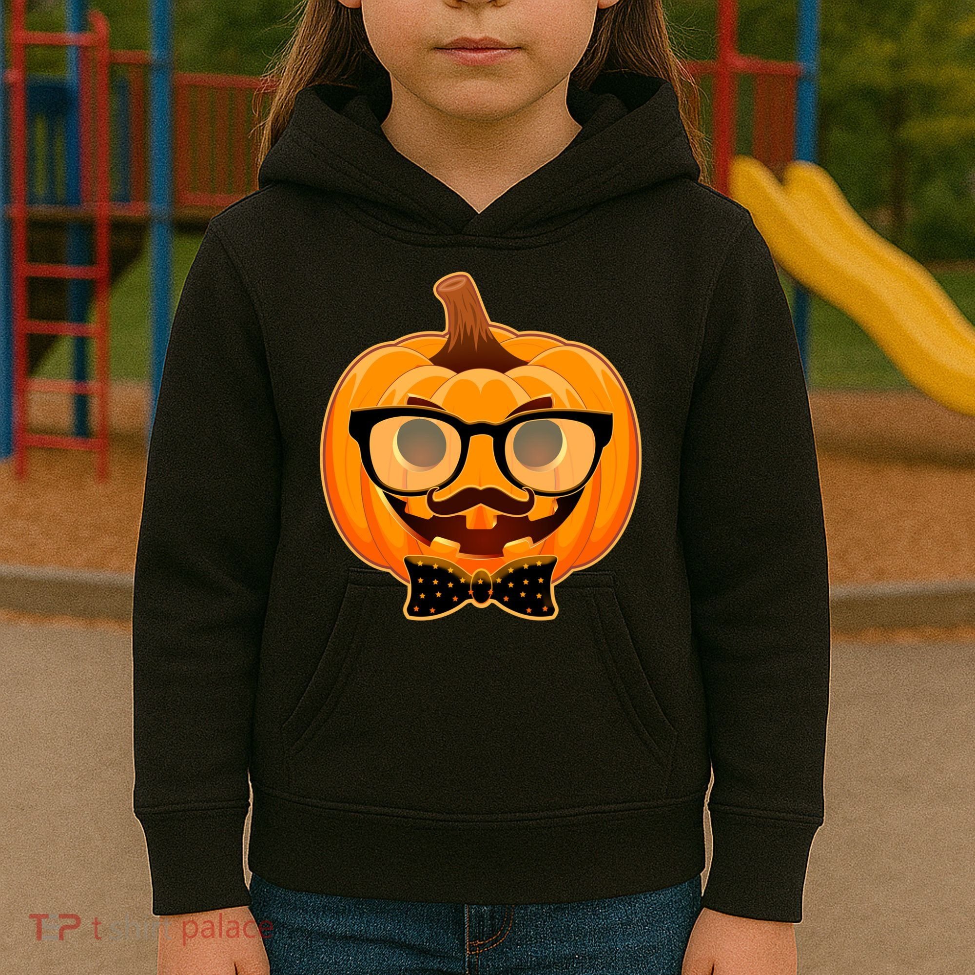 Halloween Hipster Pumpkin Kids Hoodie