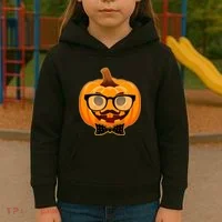 Halloween Hipster Pumpkin Kids Hoodie thumb 3