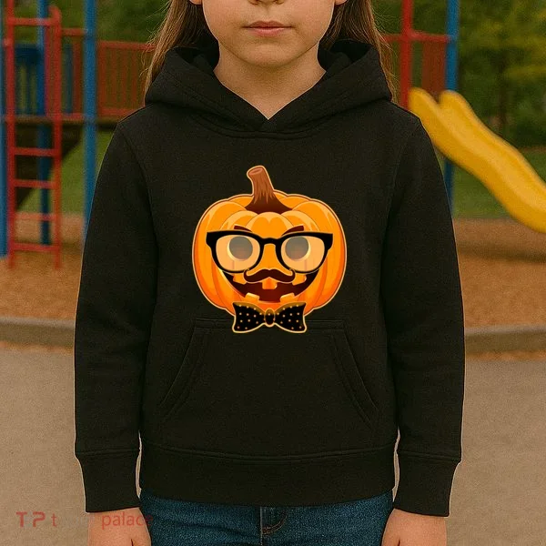 Halloween Hipster Pumpkin Kids Hoodie