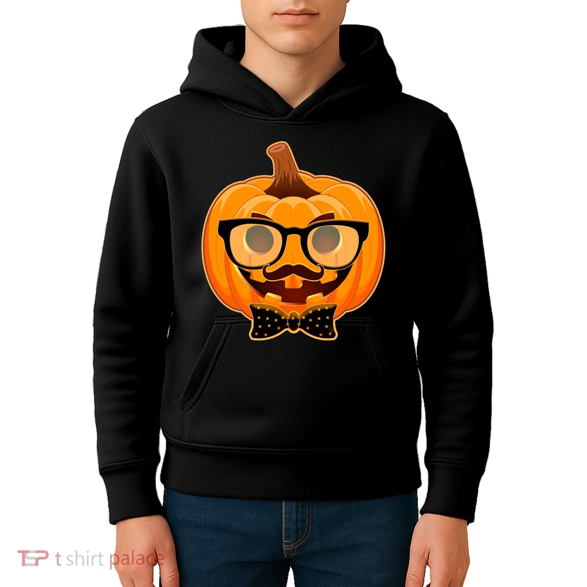 Halloween Hipster Pumpkin Kids Hoodie