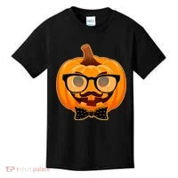 Halloween Hipster Pumpkin Kids T-Shirt thumb 0