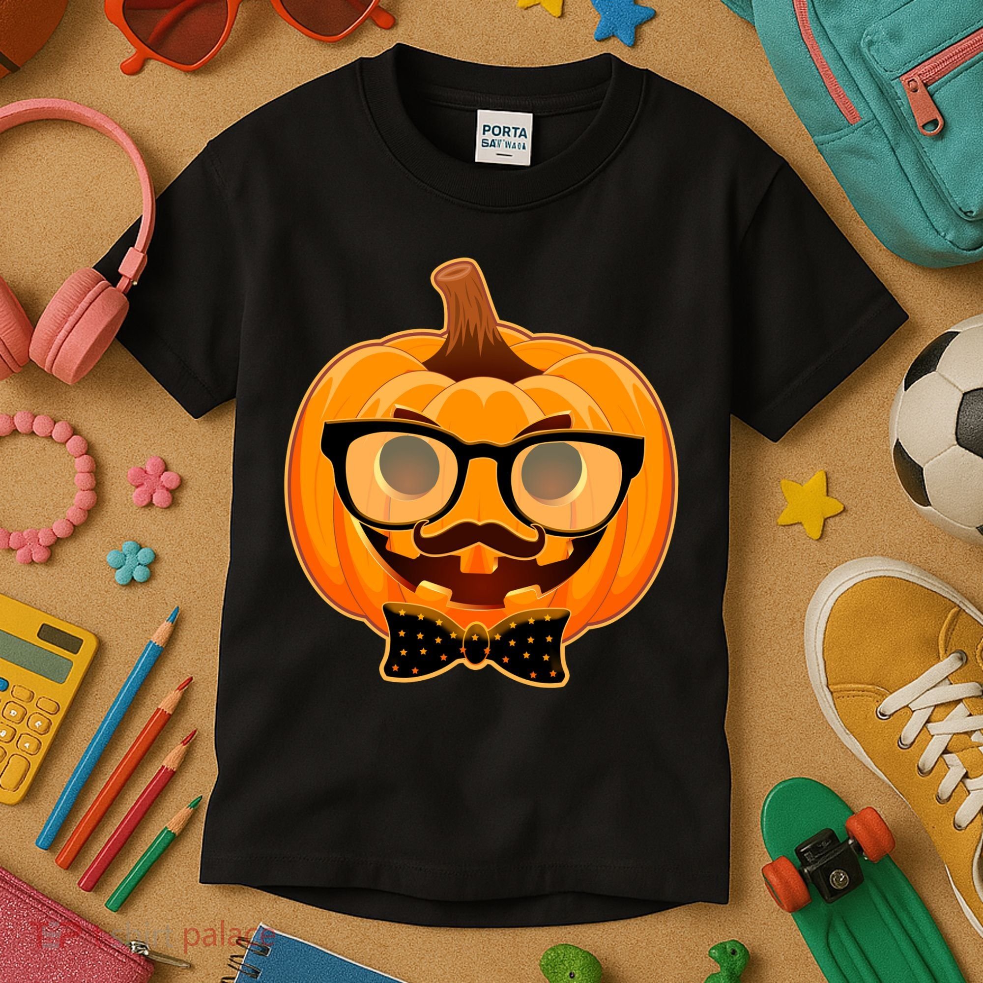 Halloween Hipster Pumpkin Kids T-Shirt