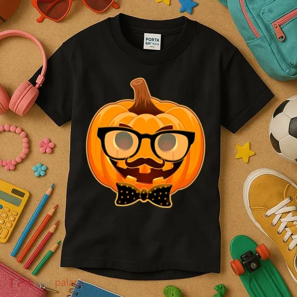 Halloween Hipster Pumpkin Kids T-Shirt