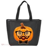 Halloween Hipster Pumpkin Tote Bag thumb 0