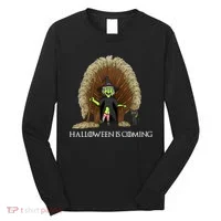 Halloween Is Coming Witch Brooms Throne Long Sleeve Shirt thumb 0