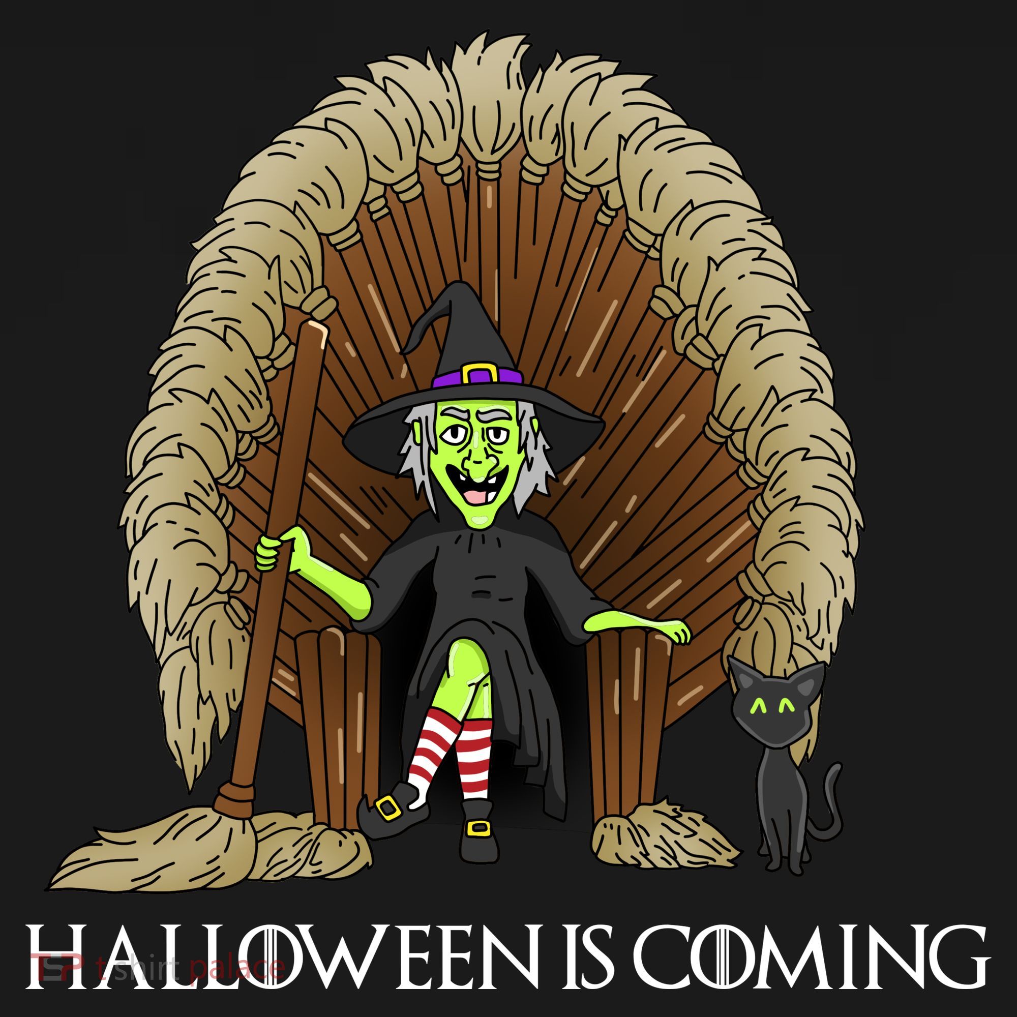 Halloween Is Coming Witch Brooms Throne Apron
