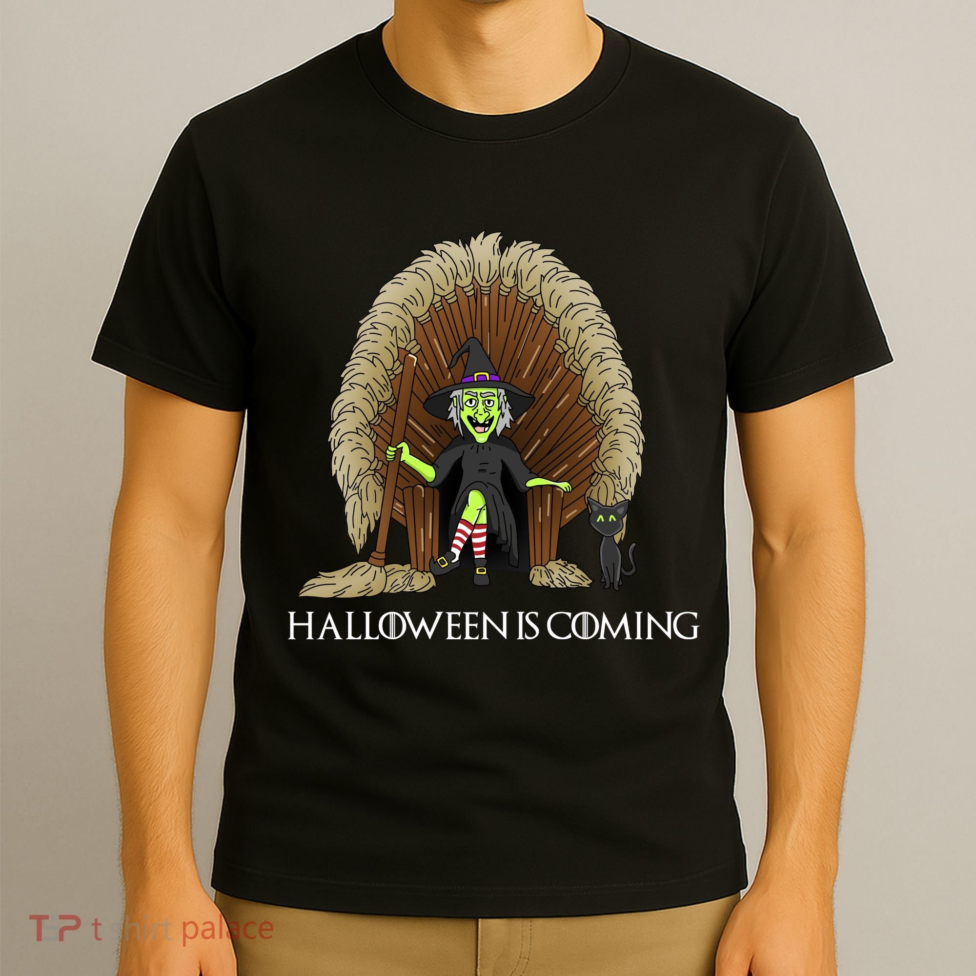 Halloween Is Coming Witch Brooms Throne T-Shirt