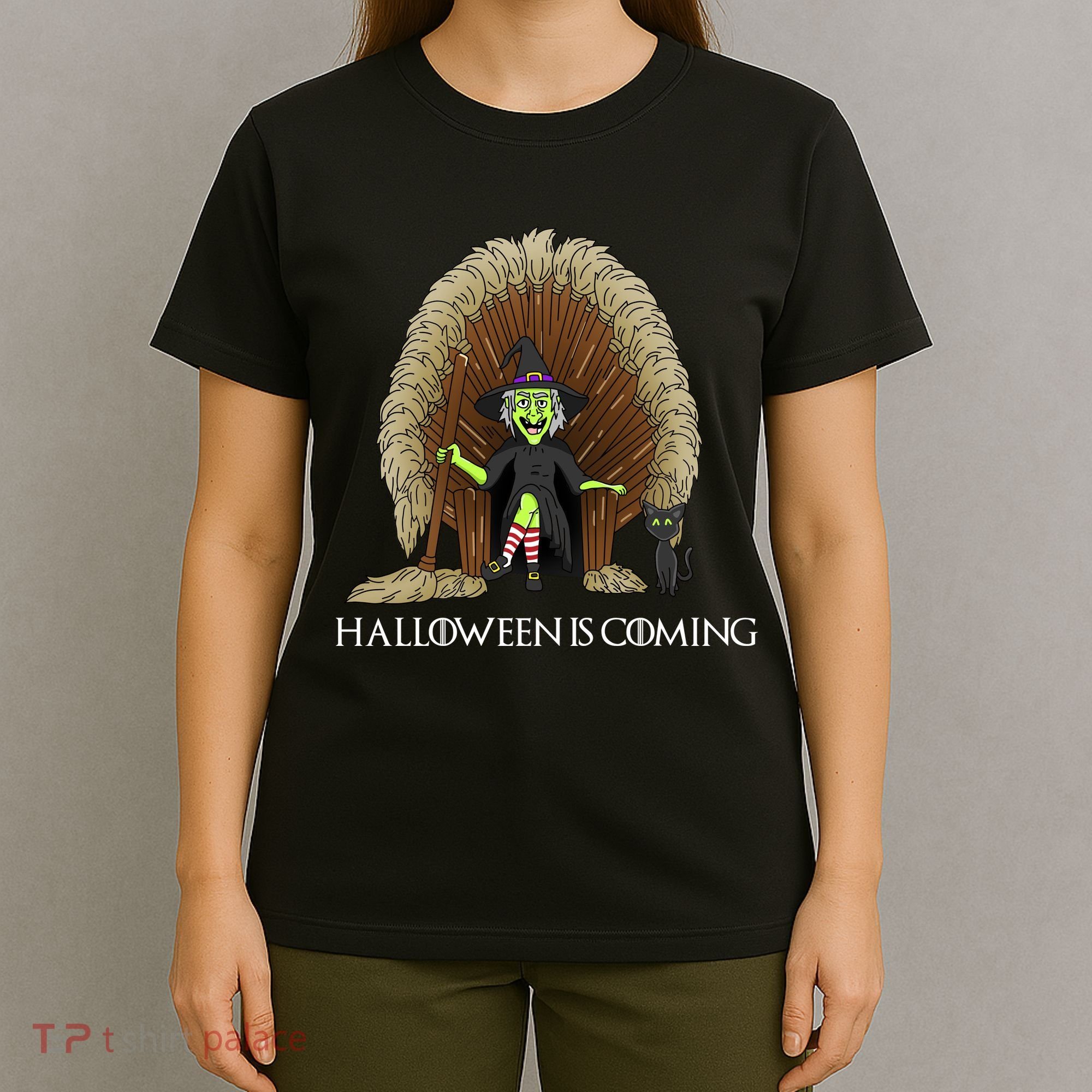 Halloween Is Coming Witch Brooms Throne T-Shirt