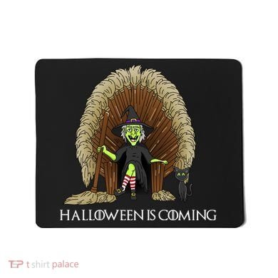Halloween Is Coming Witch Brooms Throne Mousepad