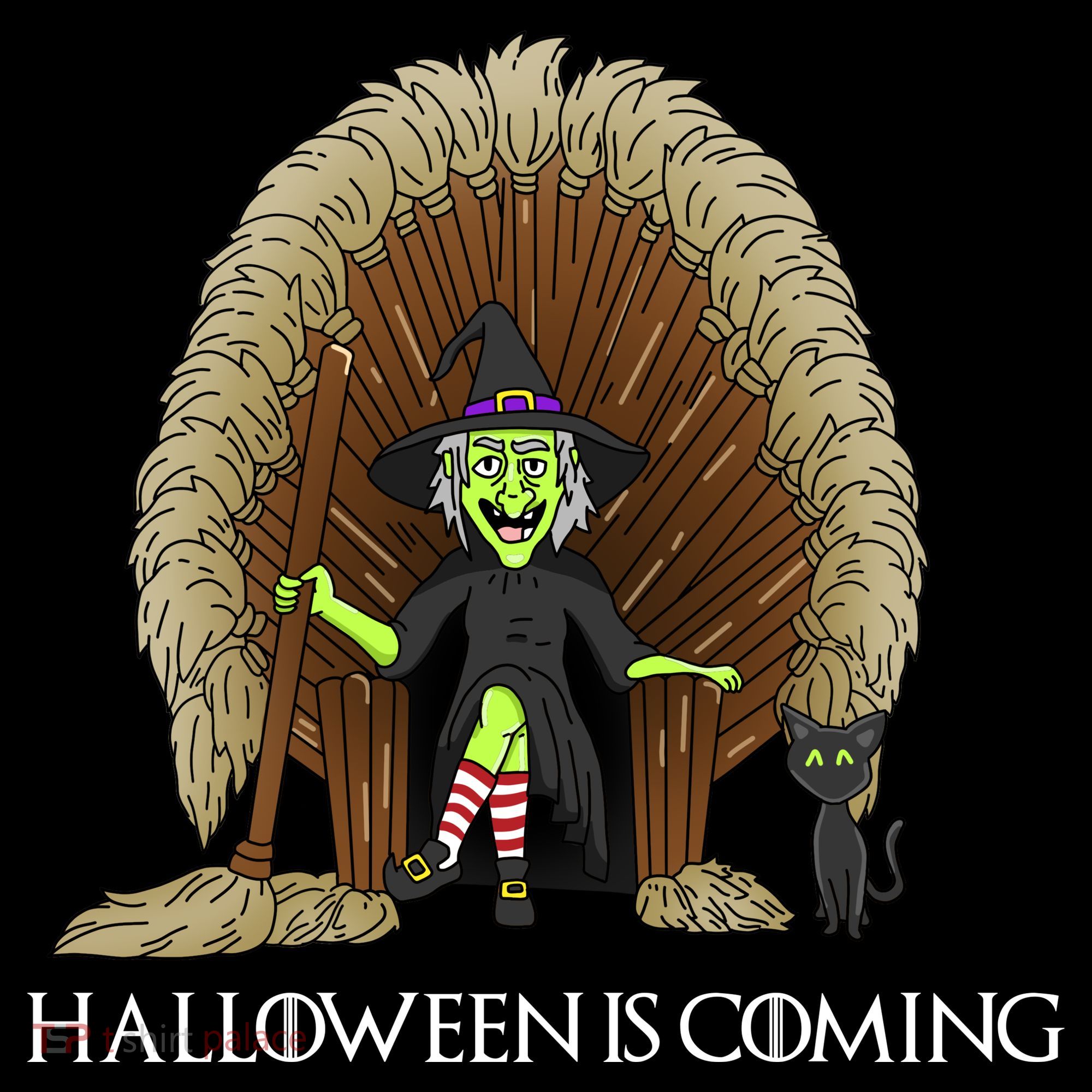 Halloween Is Coming Witch Brooms Throne Mousepad