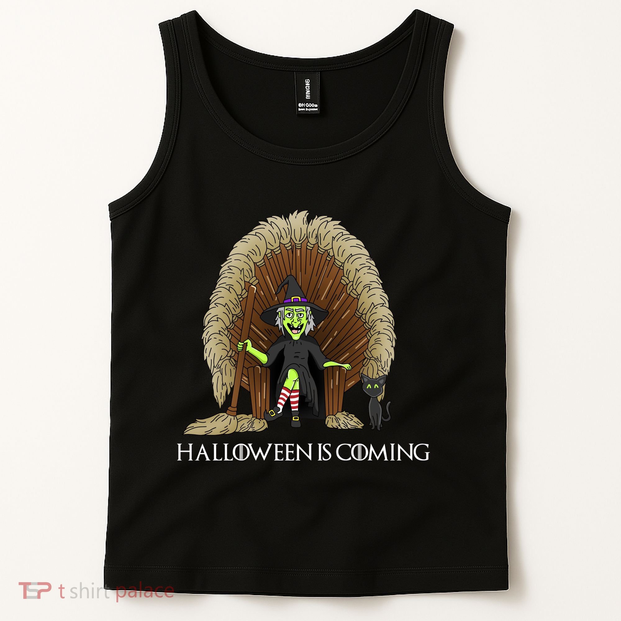 Halloween Is Coming Witch Brooms Throne Tank Top