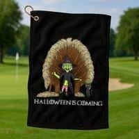 Halloween Is Coming Witch Brooms Throne Golf Towel thumb 1