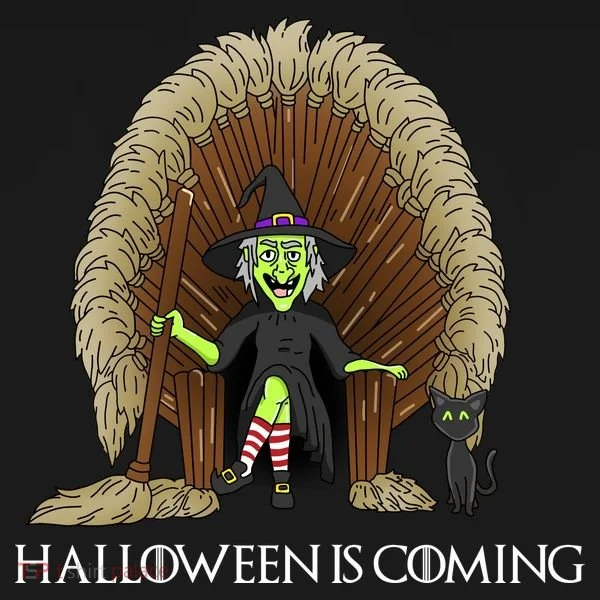 Halloween Is Coming Witch Brooms Throne Women's T-Shirt