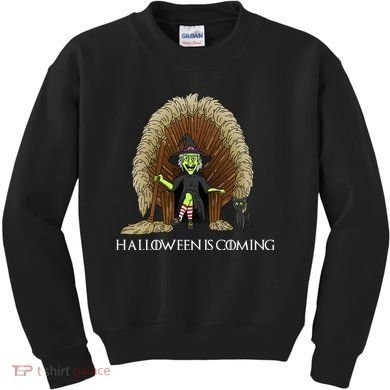 Halloween Is Coming Witch Brooms Throne Kids Sweatshirt