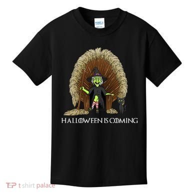 Halloween Is Coming Witch Brooms Throne Kids T-Shirt