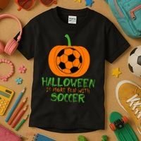 Halloween Is More Fun With Soccer Kids T-Shirt thumb 3