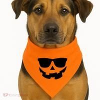 Halloween Jack-O- Lantern With Shades USA-Made Doggie Bandana thumb 1