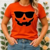 Halloween Jack-O- Lantern With Shades Women's T-Shirt thumb 2