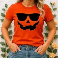 Halloween Jack-O- Lantern With Shades Women's T-Shirt thumb 2