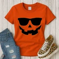 Halloween Jack-O- Lantern With Shades Women's T-Shirt thumb 3