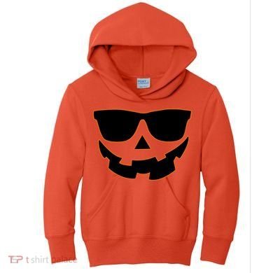 Halloween Jack-O- Lantern With Shades Kids Hoodie
