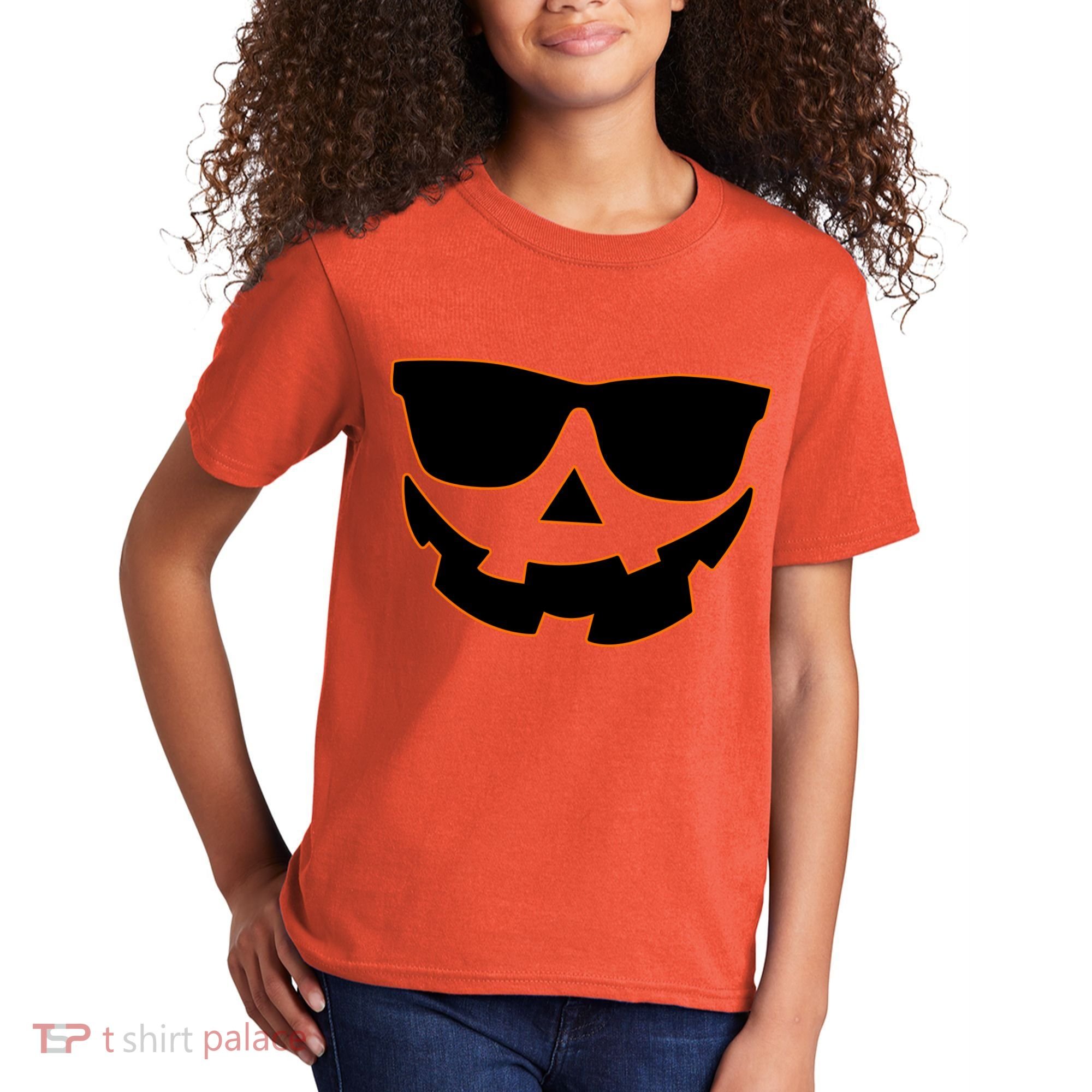 Halloween Jack-O- Lantern With Shades Kids T-Shirt