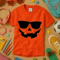 Halloween Jack-O- Lantern With Shades Kids T-Shirt thumb 3