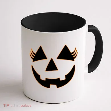 Halloween Jack-O-Lantern With Lashes Coffee Mug back