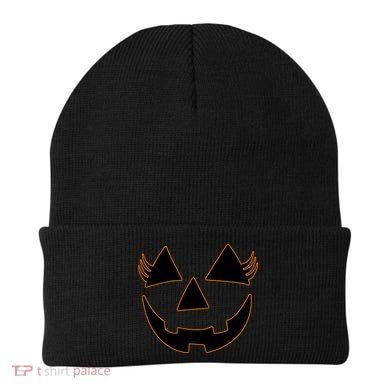 Halloween Jack-O-Lantern With Lashes Beanie