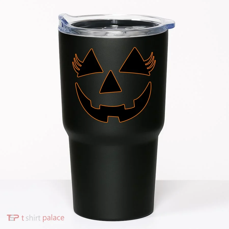 Halloween Jack-O-Lantern With Lashes Tumbler