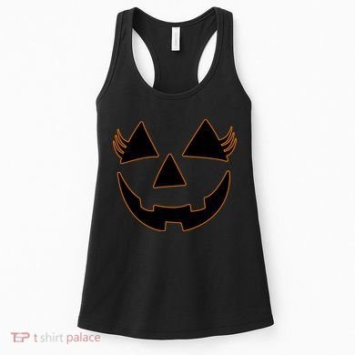 Halloween Jack-O-Lantern With Lashes Women's Tank Top