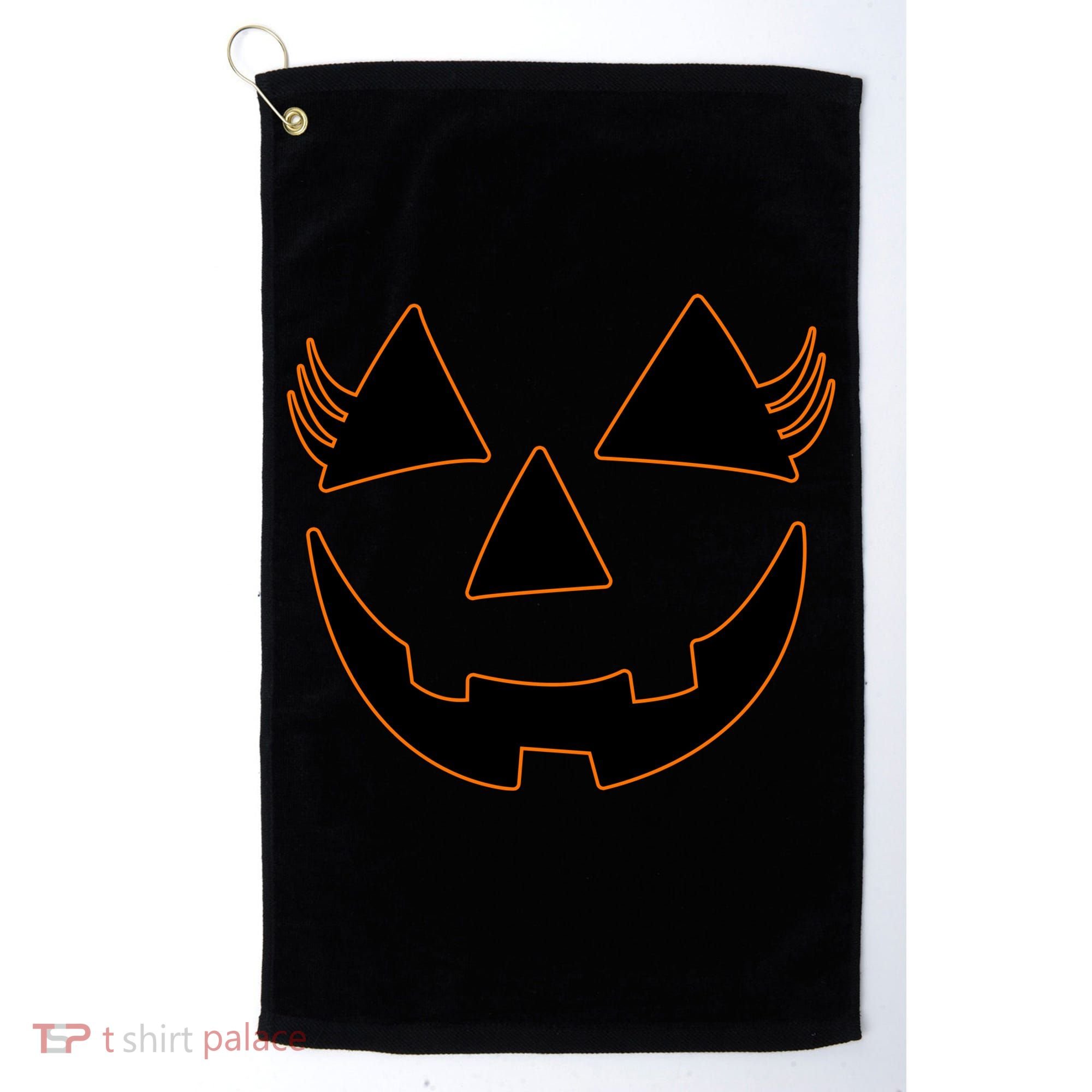 Halloween Jack-O-Lantern With Lashes Golf Towel