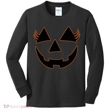Halloween Jack-O-Lantern With Lashes Kids Long Sleeve Shirt